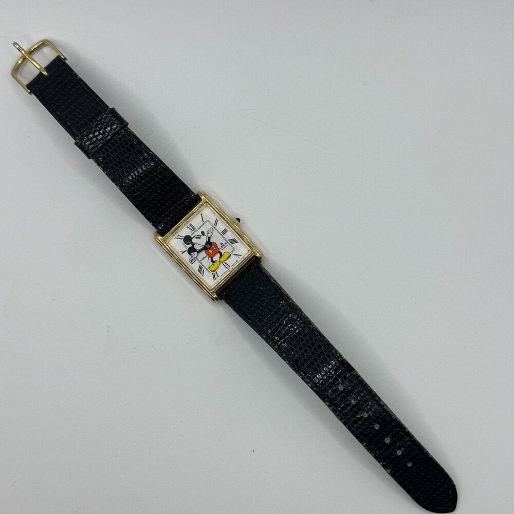 Vintage Lorus Quartz Disney Mickey Mouse Watch – Rectangular Gold Tone – Japan